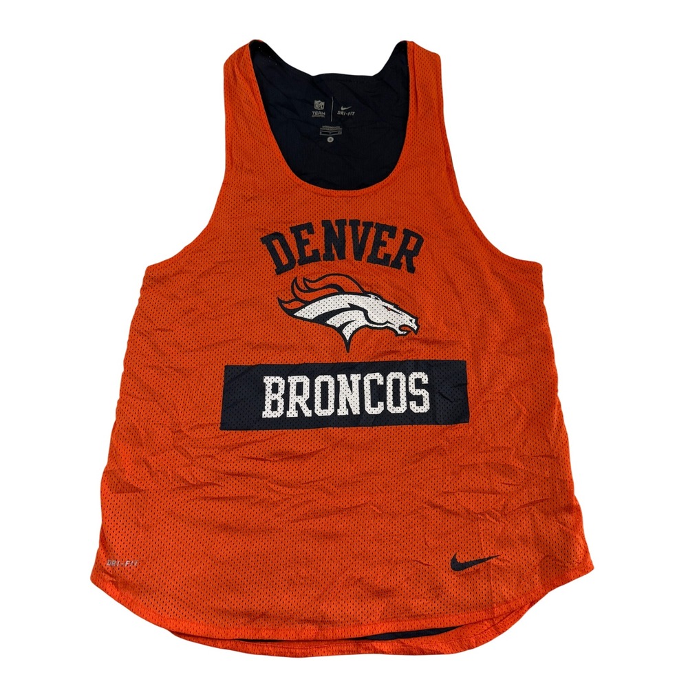 Nike Denver Broncos NFL Dri-FIT Mesh Tank Top Orange Navy Sz S 748257-827